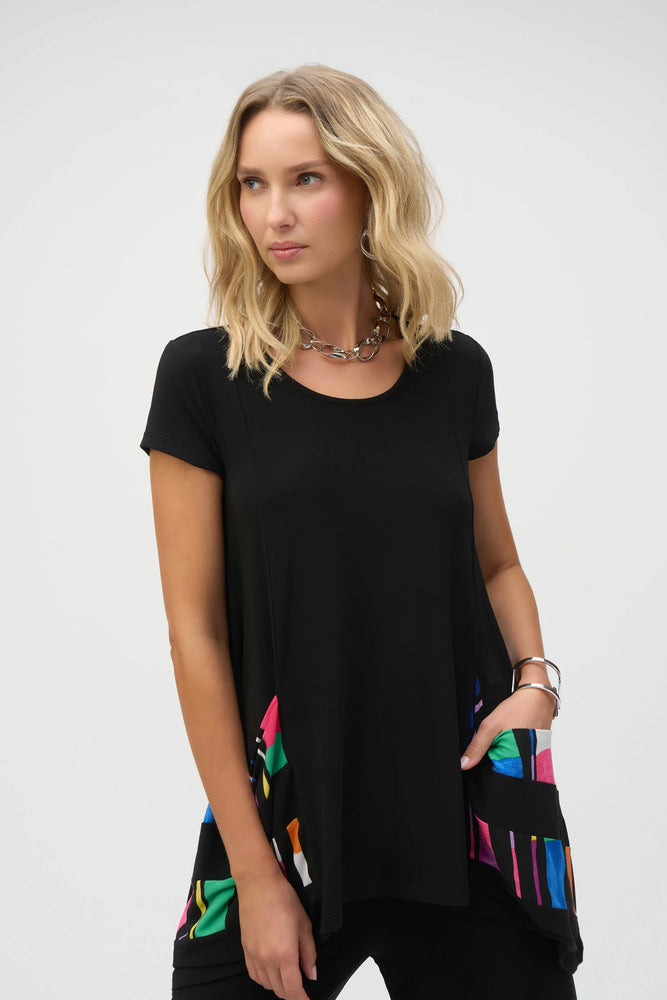 Silky Knit Stripe Print Handkerchief Tunic