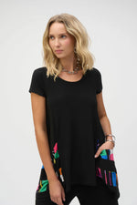Silky Knit Stripe Print Handkerchief Tunic