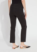 Back image of Lysse Baby Bootcut denim pant in black. 