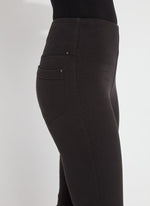 Front image of Lysse Baby Bootcut denim pant in black. 