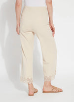 Back image of Lysse cropped embroidered eyelet wide leg in light almond. 