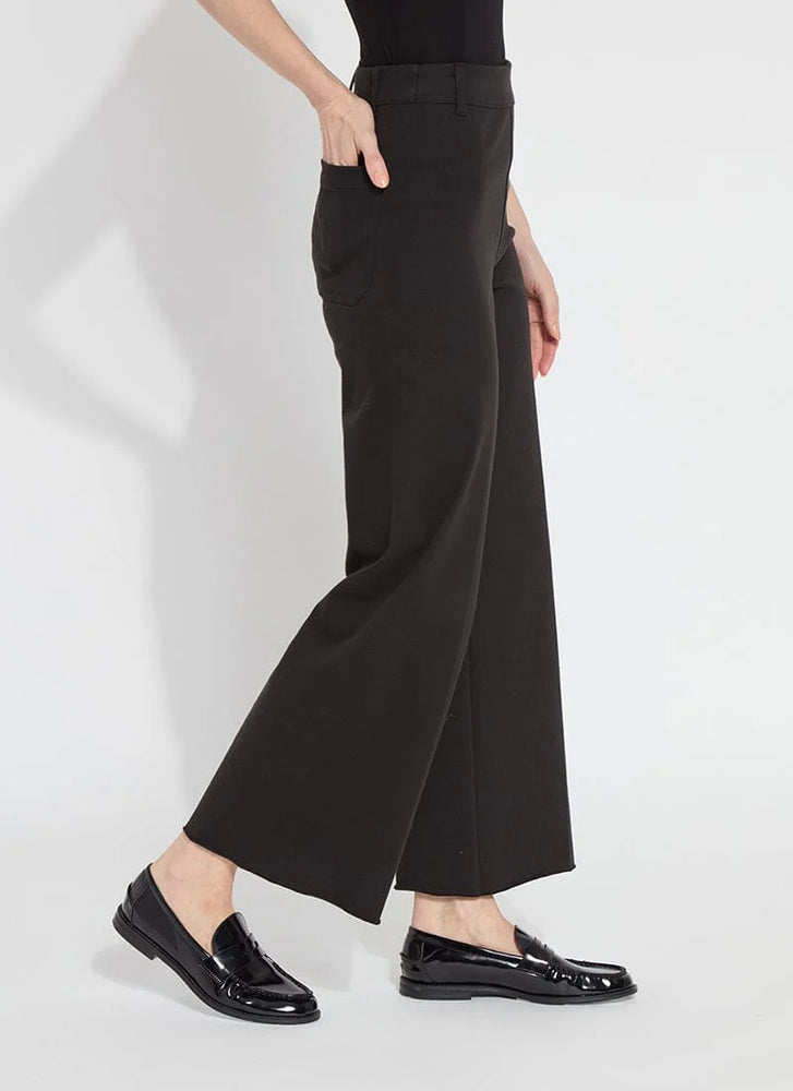 Side image of Lysse Erin Wide Leg pant in black. 