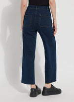 Back image of Lysse Erin Wide Leg Pants in indigo blue. 