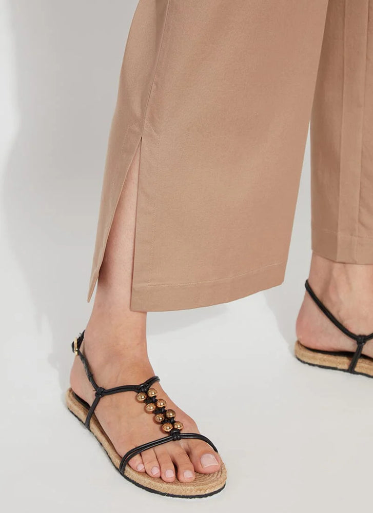 Front detail image of Lysse calypso cropped cargo pants in tanned. 