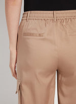 Back detail image of Lysse calypso cropped cargo pants in tanned. 