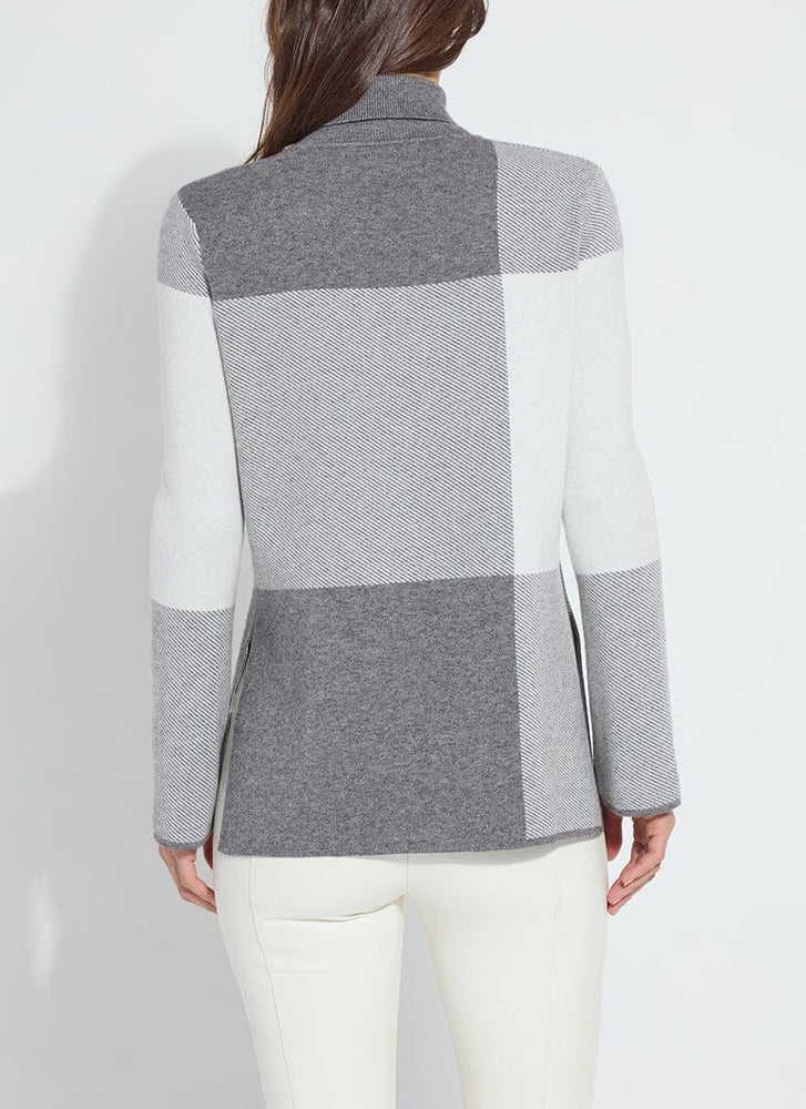 Back image of Lysse Victoria pullover sweater in festive allure check.