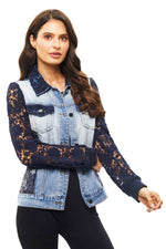 Denim Jacket with Lace Detail