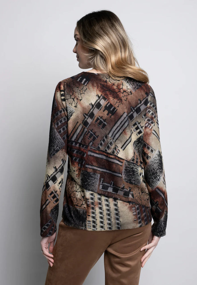 Back image of Picadilly multi printed top. 