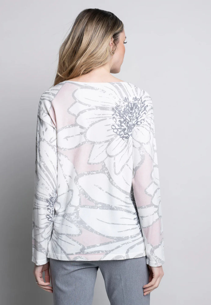 Back image of Picadilly long sleeve print sweater. 