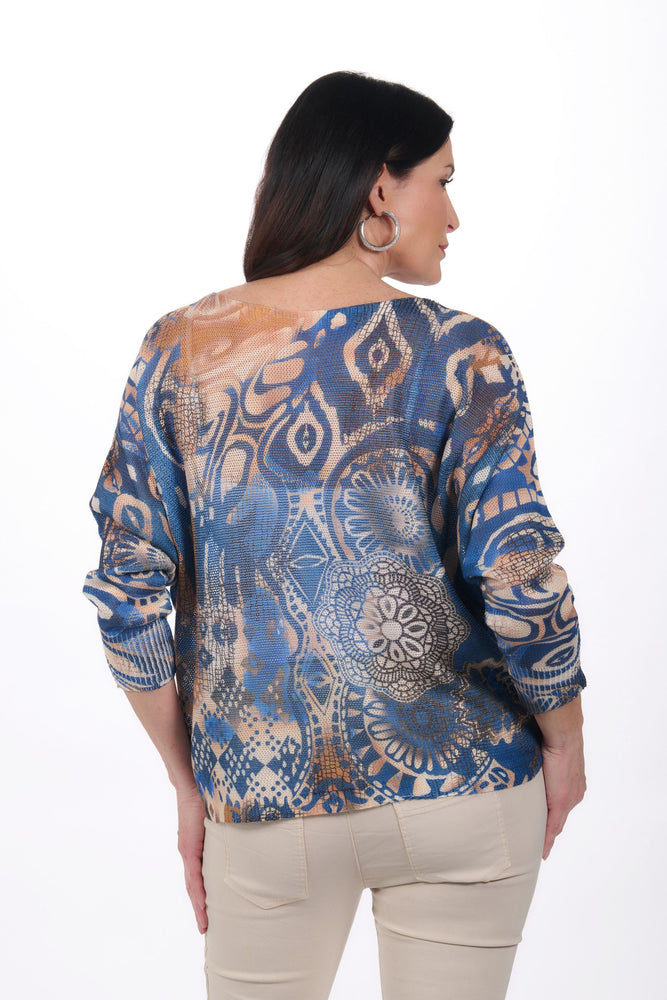 Back image of look mode aztec printed sweater. 