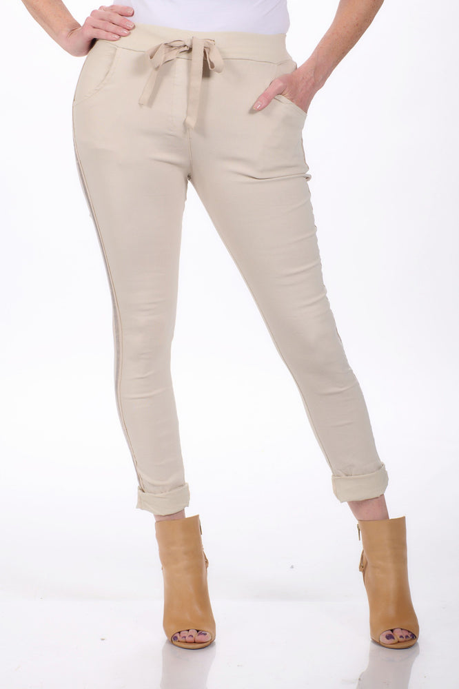 Pull on Side Ribbon Jeggings