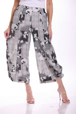 Front image of Shana pull on black and white printed pants. 