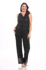 Front image of made in italy black sequin tank top. 