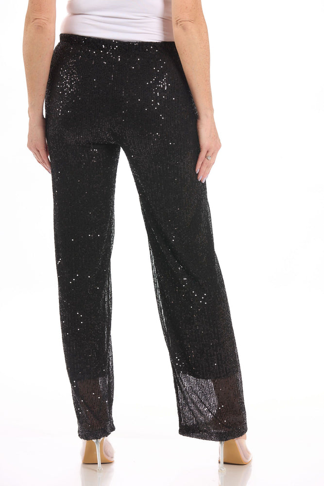 Back image of M Made in Italy black sequin pants. 