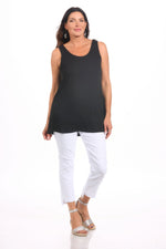 Front image of origami black long sleeveless tank top.