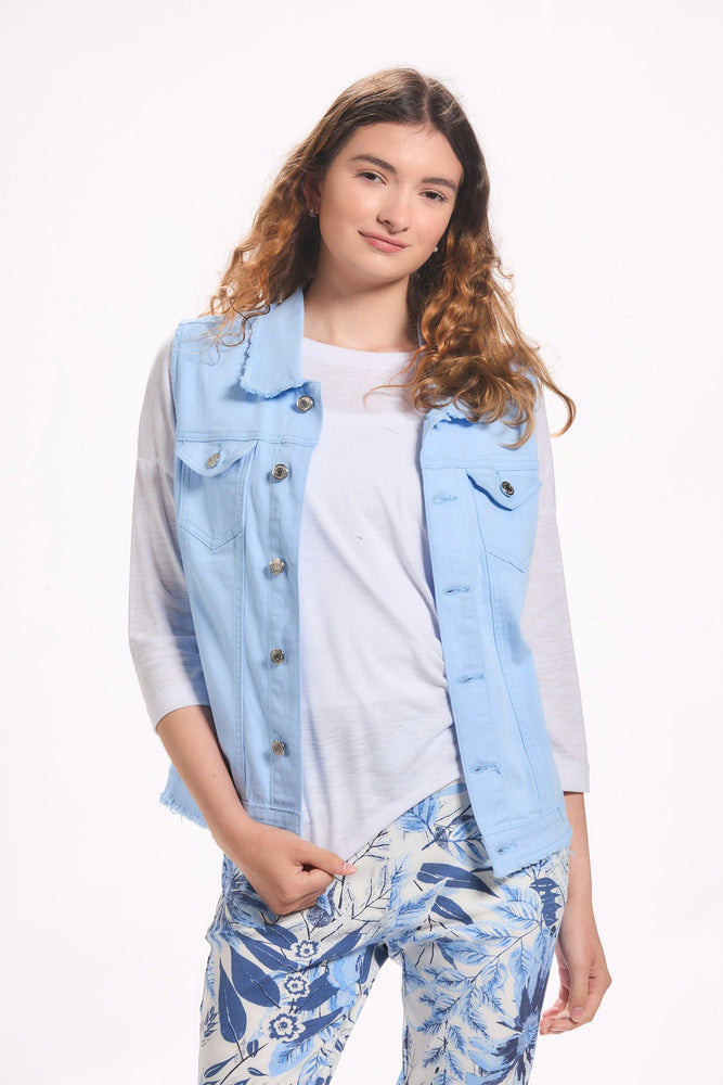 Blue Fringe Jean Vest