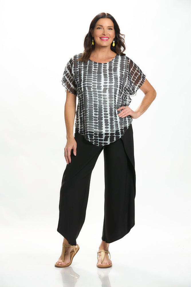 Front image of Mimozza batwing sleeve chiffon overlay top