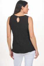 Back image of Shana crinkle black tank. 