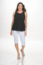 Front image of Shana crinkle black tank. 