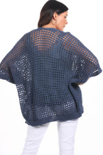 Back image of gigi moda open front knit cardigan.