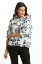 Front image of made in italy abstract faces sweater. 