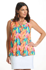 Front image of Fashque ruffle neckline tank top. 