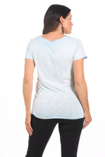 Back image of gigi moda blue and silver foil tee.