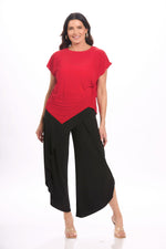 Front image of Mimozza red lipstick knot top. 