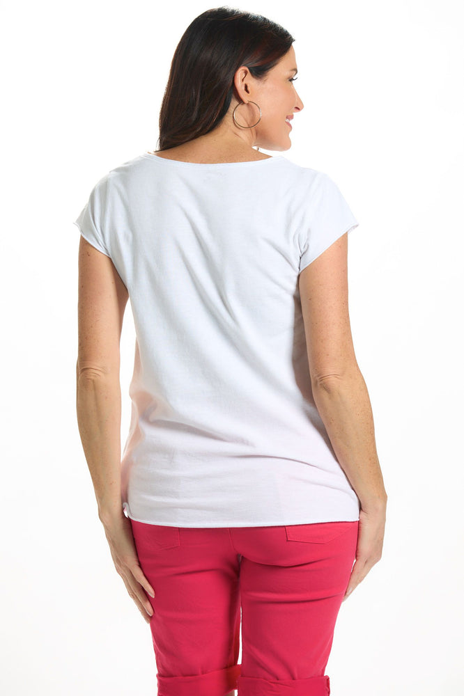 Back image of made in italy lovebug tee shirt in white. 