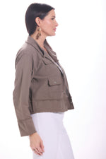 Front image of Giocam Gio Jacket in chocolate brown. 