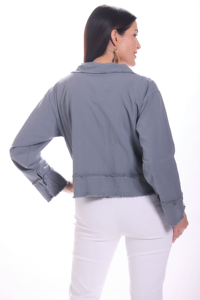 Back image of Giocam gio jacket in grey. 