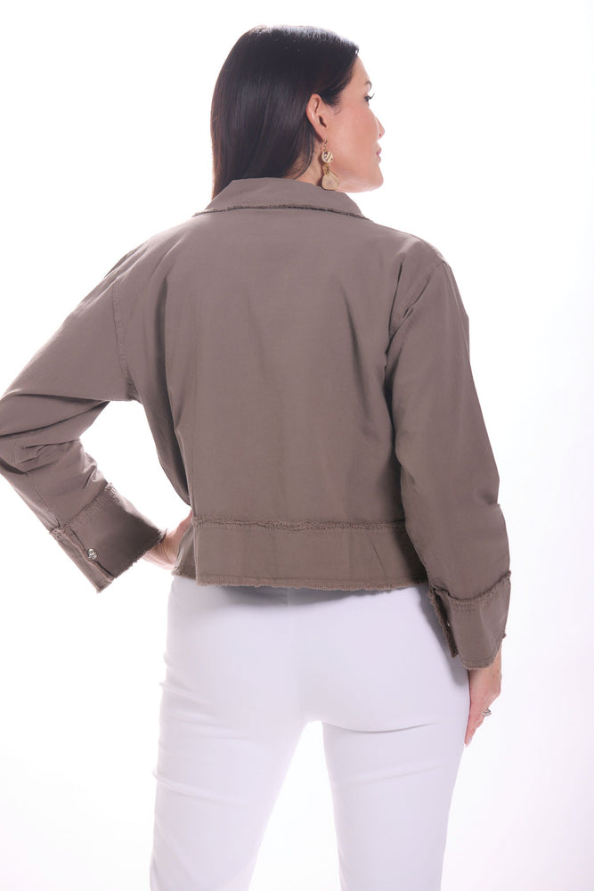 Back image of Giocam Gio Jacket in chocolate brown. 