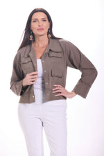 Front image of Giocam Gio Jacket in chocolate brown. 