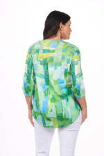 Back image of Shana green printed slub sweater.