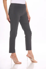 Side image of krazy larry pull on pants in dark grey.