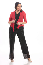 Front image of M Made in Italy black sequin pants. 