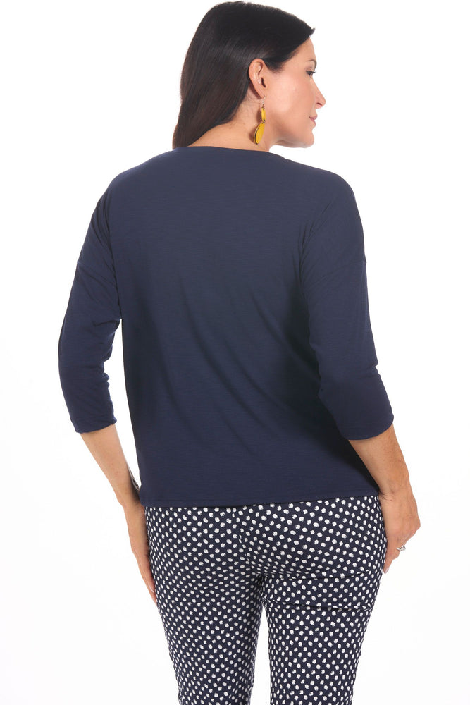 Back image of navy knot top by nally &millie. 