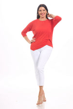 Front image of Nally & Millie knot top in red. 