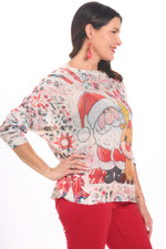 Side image of Look Mode santa printed sweater. 