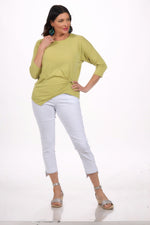 Front image of Nally & millie lime knot top.