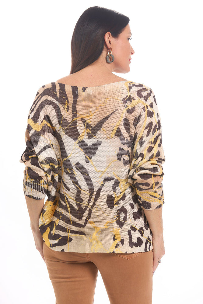 Back image of made in italy animal printed sweater. 