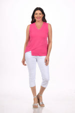 Front image of nally&millie magenta v-neck tank.