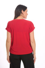 Back image of Mimozza red lipstick knot top. 