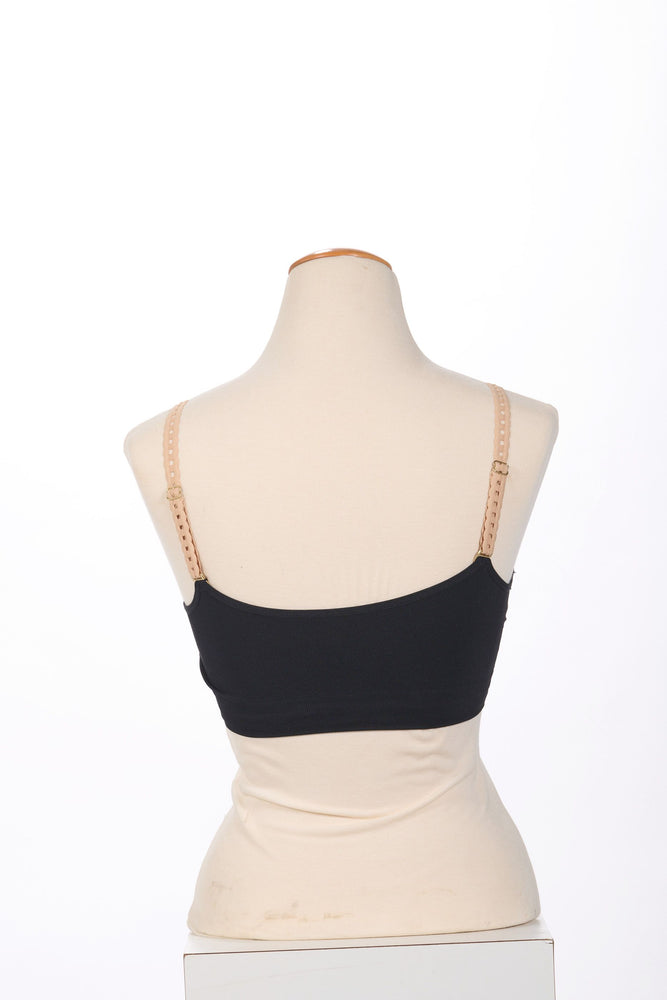 Back image of strap its bra black with nude straps.