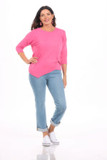 Front image of nally and millie knot top in pink.