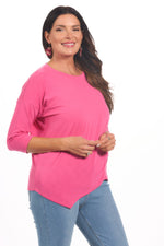 Side image of nally and millie knot top in pink.