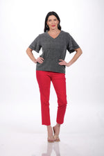 Front image of krazy larry pull on pants in red. 