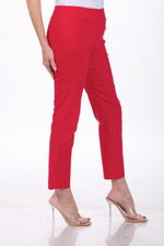 Side image of krazy larry pull on pants in red. 