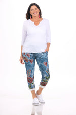 Front image of gigi moda pull on printed joggers. 