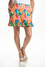 Front image of Fashque pull on ruffle detail skort. 